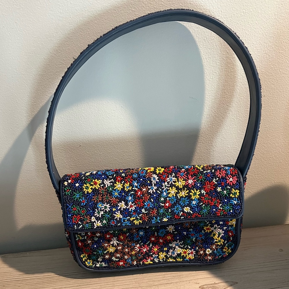 EUC Staud Tommy beaded bag Rainbow Flower Market